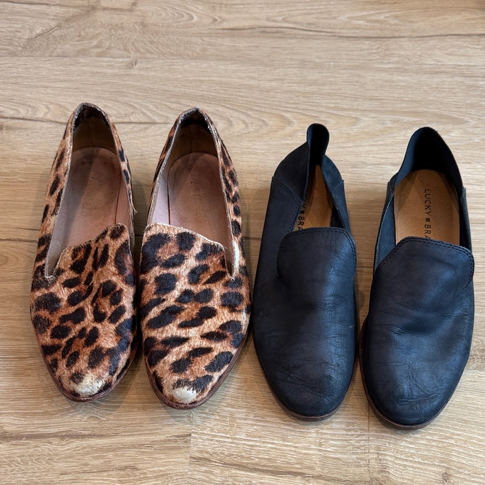 Madewell Leopard Loafers and Lucky Brand Black Loafers - Women 7